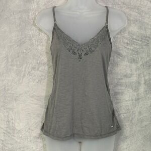 Vtg Y2k Aeropostale Gray Lace Trim Cami Tank Top Womens sz L Elena‎ Gilbert